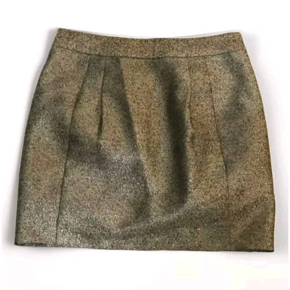 Fossil Women's Gold Metallic Hailey Mini Skirt Size 12-Lined-Holiday Party Wear!